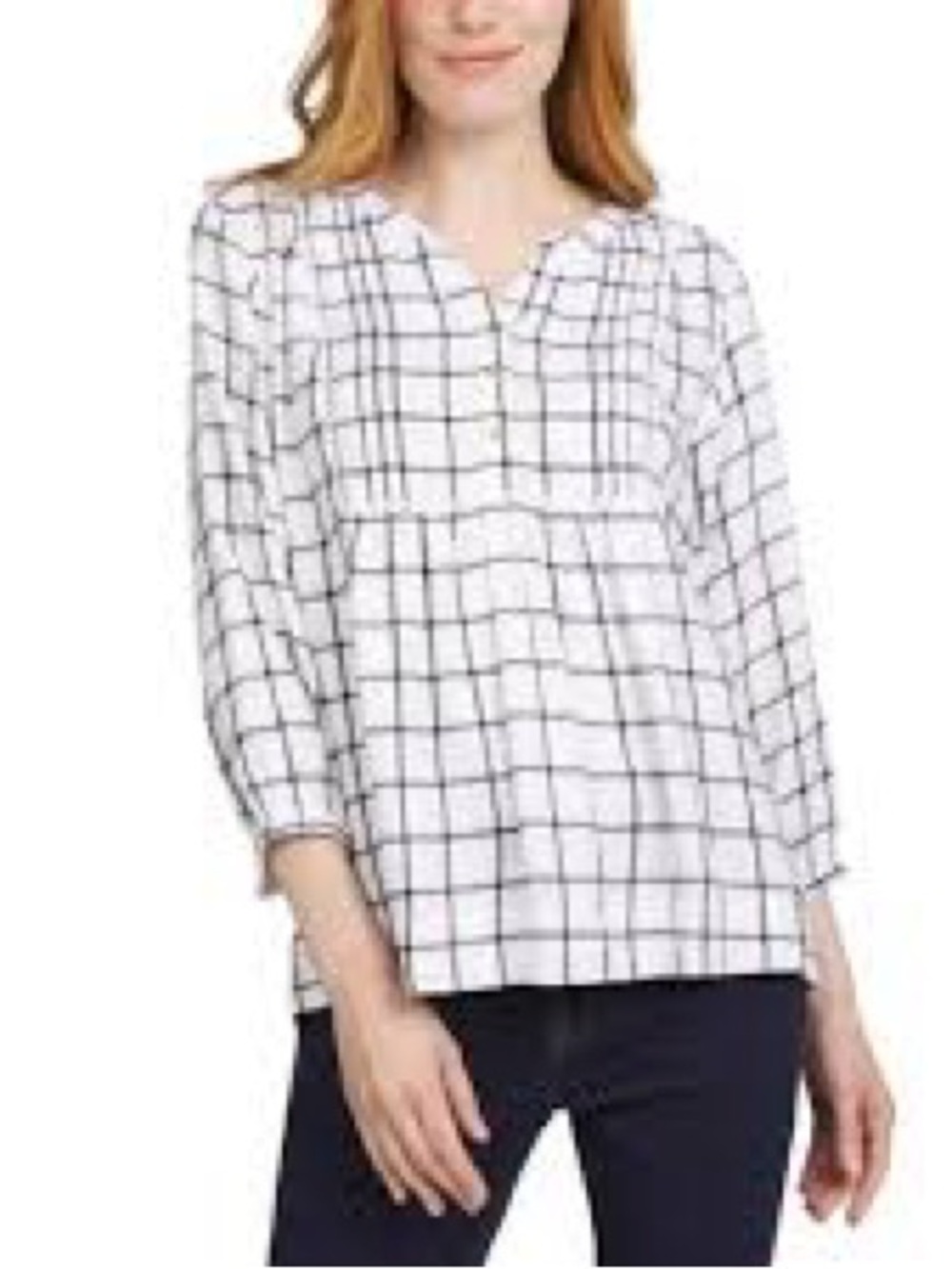Wrangler White Windowpane Check Tunic Top